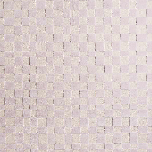 Imperfect Checkerboard Lilac Rose Wool Kids Area Rug