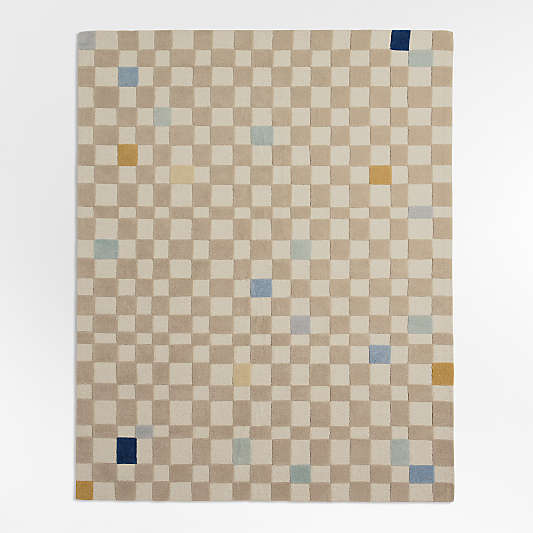 Imperfect Checkerboard Multi Blue Wool Kids Area Rug 8'x10'