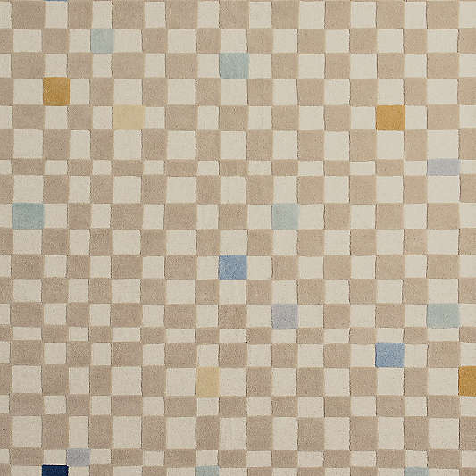 Imperfect Checkerboard Multi Blue Wool Kids Area Rug