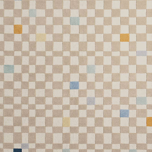 Imperfect Checkerboard Multi Blue Wool Kids 12"x18" Rug Swatch