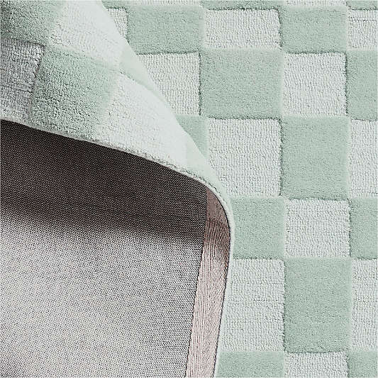 Imperfect Checkerboard Muted Teal Wool Kids 12"x18" Rug Swatch