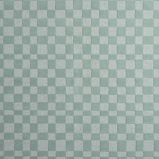 Imperfect Checkerboard Muted Teal Wool Kids Area Rug