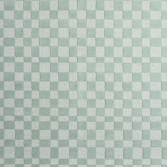 Imperfect Checkerboard Muted Teal Wool Kids Area Rug