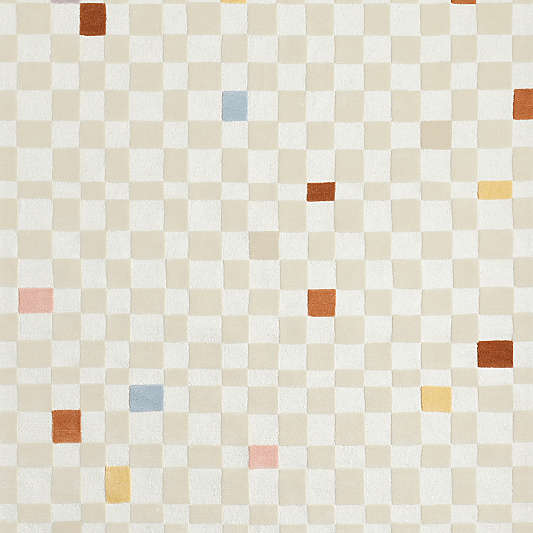 Imperfect Checkerboard Multicolor Wool Kids Area Rug 9'x12'