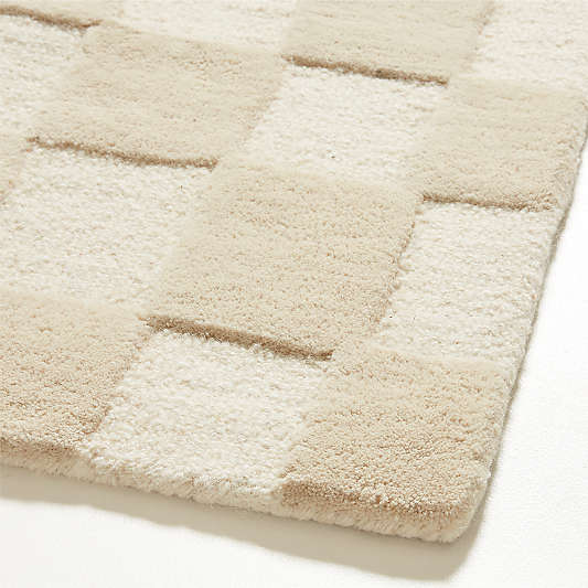 Imperfect Checkerboard Wool Calm Beige Kids Area Rug