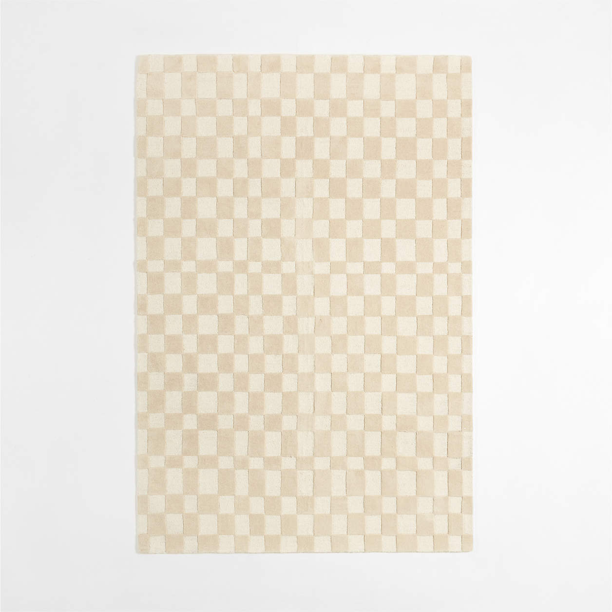 Imperfect Checkerboard Wool Calm Beige Kids Area Rug 5x8 Crate & Kids