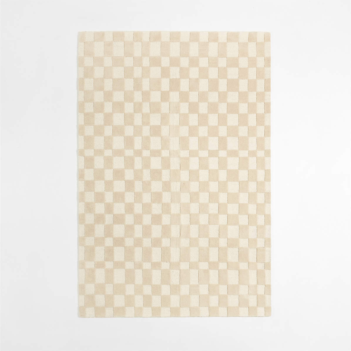 Imperfect Checkerboard Wool Calm Beige Kids Area Rug 8x10