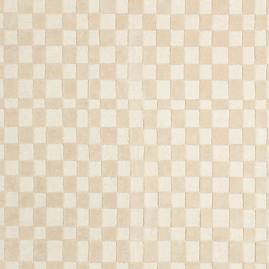 Imperfect Checkerboard Calm Beige Wool Kids Area Rug