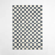 Geo Checker Slate Blue Performance Kids Area Rug 5'x8'