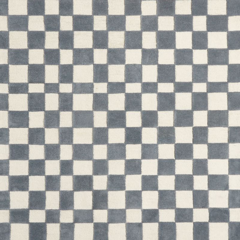 Imperfect Checkerboard Wool Smoke Blue Kids Area Rug 8'x10' - image 2 of 8