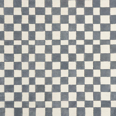 Imperfect Checkerboard Wool Smoke Blue Kids 12"x18" Rug Swatch