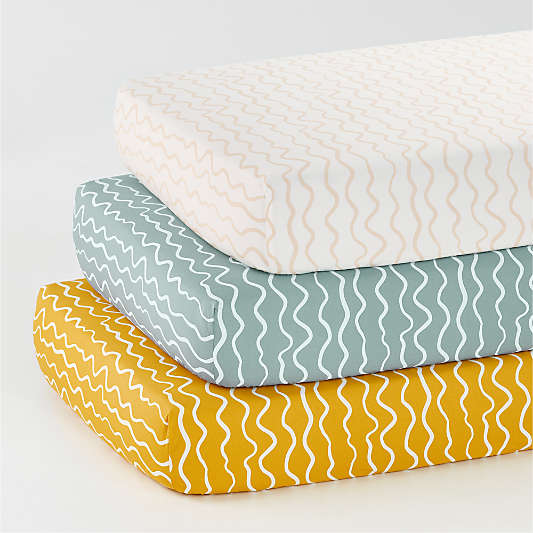 Organic Imperfect Stripe Crib Fitted Sheet, Set of 3