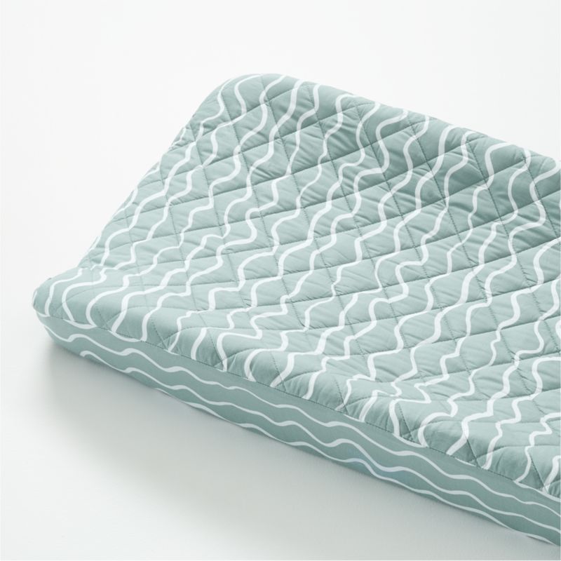 Organic Imperfect Stripe Seafoam Baby Changing Pad Cover + Reviews