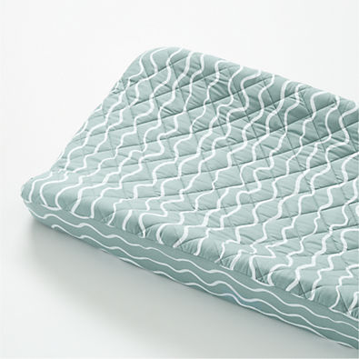 View Imperfect Stripe Organic Seafoam Baby Changing Pad Cover details