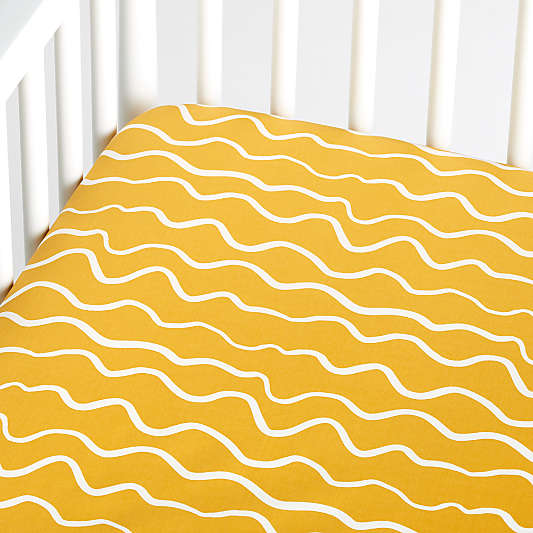 Imperfect Stripe Organic Yellow Baby Crib Fitted Sheet