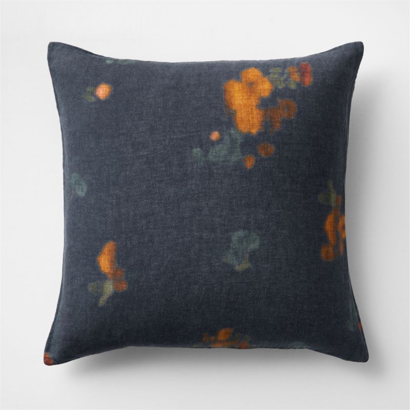 New Natural EUROPEAN FLAX ™-Certified Linen Impressionist Floral Midnight Navy Euro Bed Pillow Sham - image 0 of 6