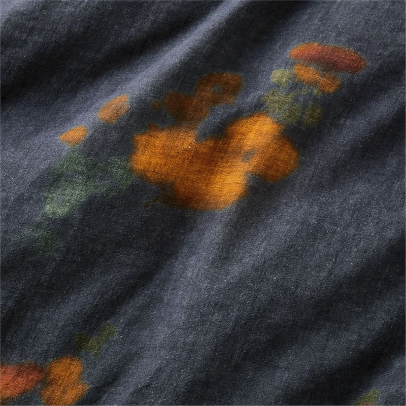 New Natural EUROPEAN FLAX ™-Certified Linen Impressionist Floral Midnight Navy King Bed Pillow Sham - image 6 of 6