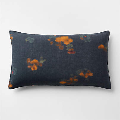 New Natural EUROPEAN FLAX ™-Certified Linen Impressionist Floral Midnight Navy King Bed Pillow Sham