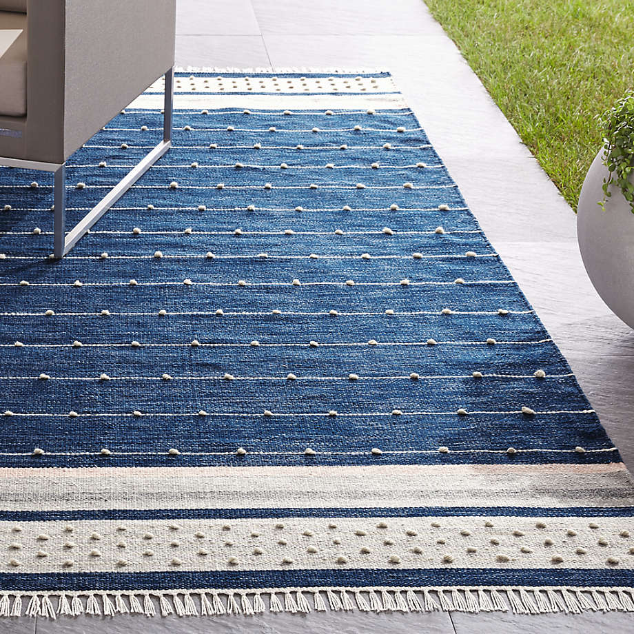 Inavi Indoor Outdoor Blue Fringe Rug, How To Clean Outdoor Carpet On Concrete