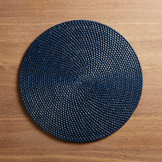 Artesia Indigo Blue Rattan Round Placemat