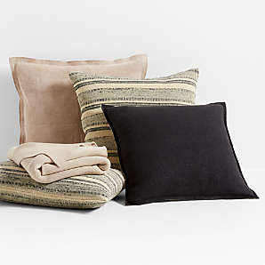 Cognac Brown Throw Pillow Arrangement | Crate & Barrel