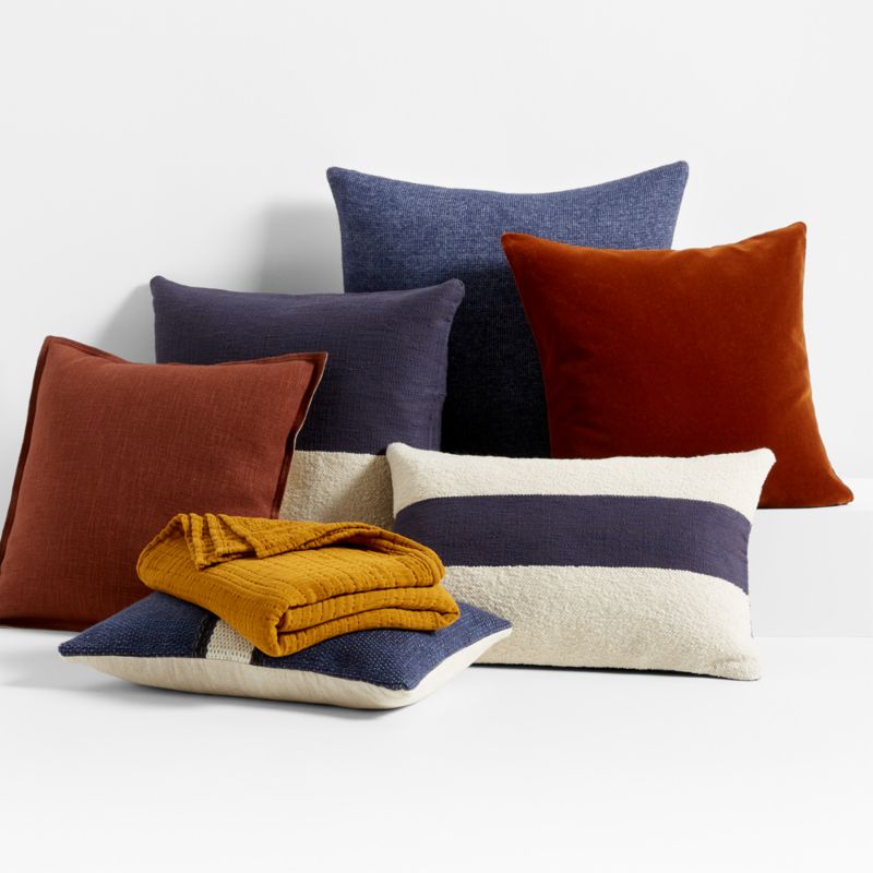 Indigo and Brown Throw Pillow Arrangement