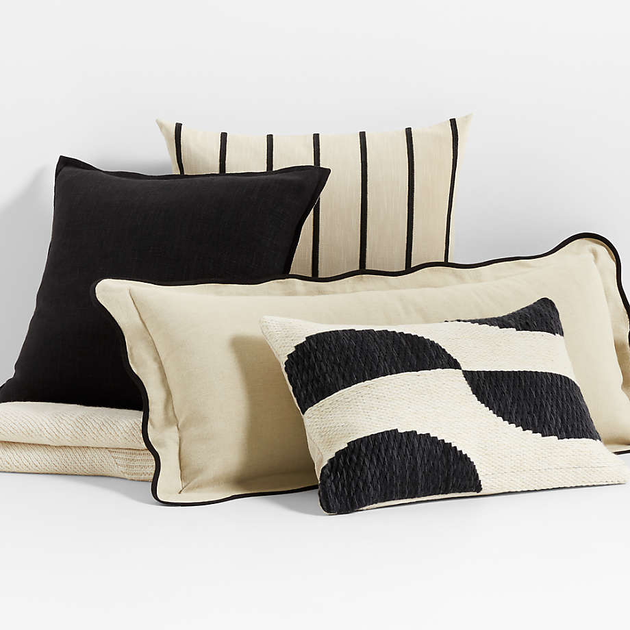 Woven Striped Square Throw Pillow Black/Ivory - Threshold™