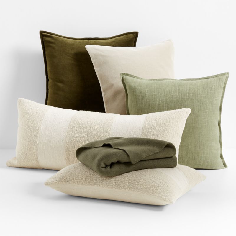 Sage Olive Green Beige White Throw Pillow Mix and Match Indoor