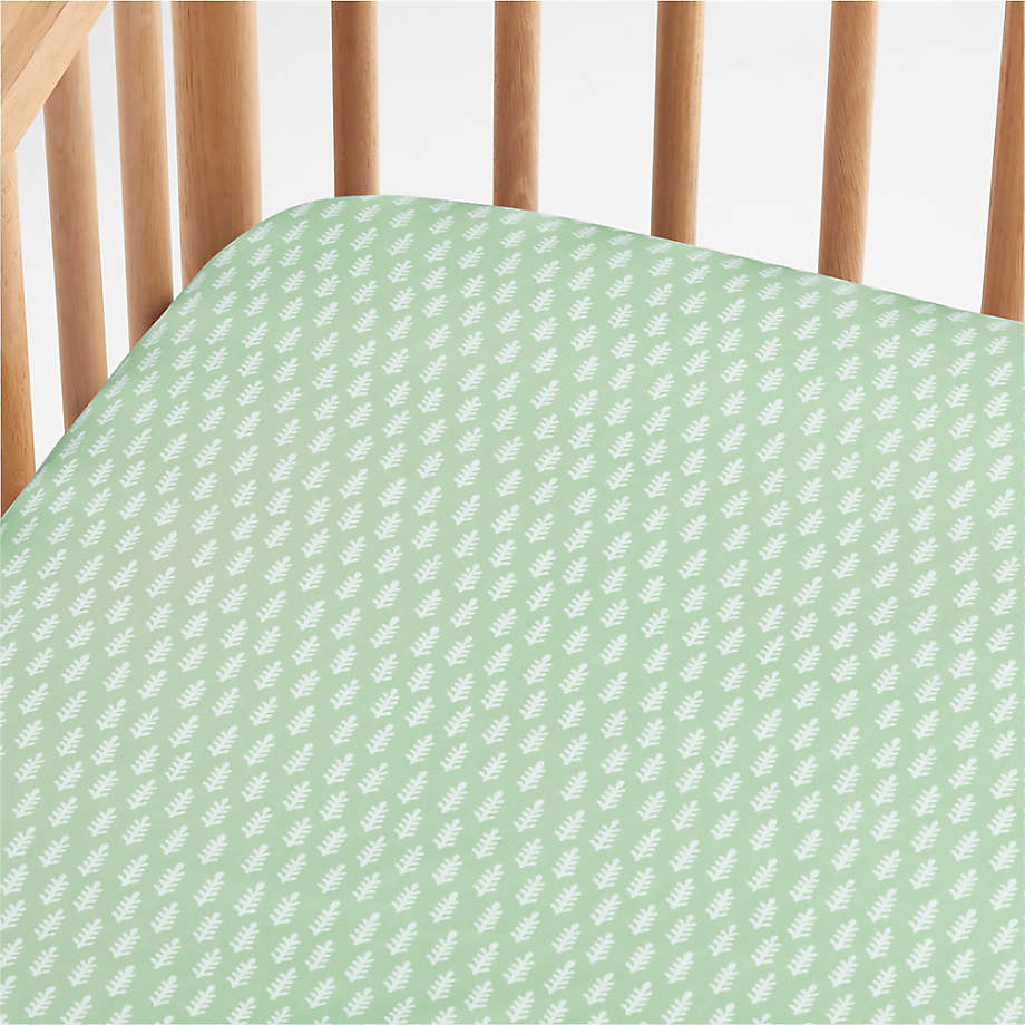 Inika Organic Green Leaf Baby Crib Fitted Sheet by John Robshaw Crate