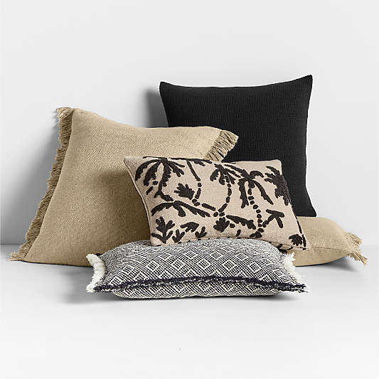 Ink Black and Flax Taupe Throw Pillow Arrangement