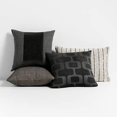 Ink Black Outdoor Throw Pillow Arrangement