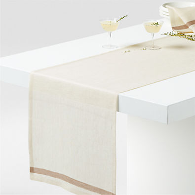 View Insieme 90" Striped Linen Table Runner by Athena Calderone details