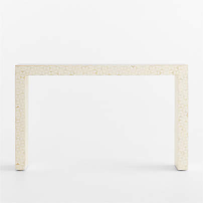 Intarsia Rectangular Off-White Mosaic Resin 50" Console Table
