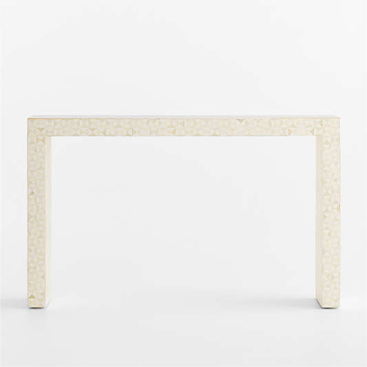 Intarsia Rectangular Off-White Mosaic Resin 50" Console Table