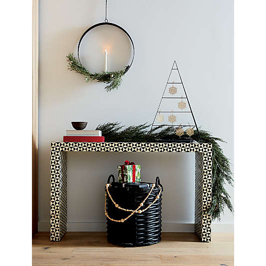 Black Rattan Woven Round Basket