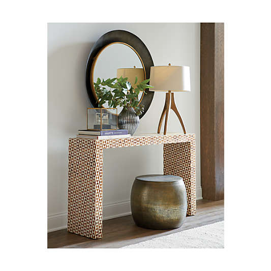 Intarsia 50" Rectangular Mosaic Teak Wood Console Table