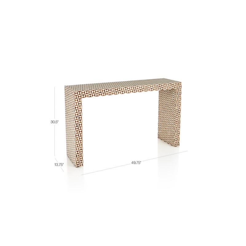 View Intarsia 50" Rectangular Mosaic Teak Wood Console Table - image 2 of 15