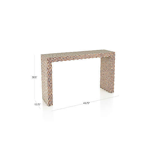 Intarsia 50" Rectangular Mosaic Teak Wood Console Table