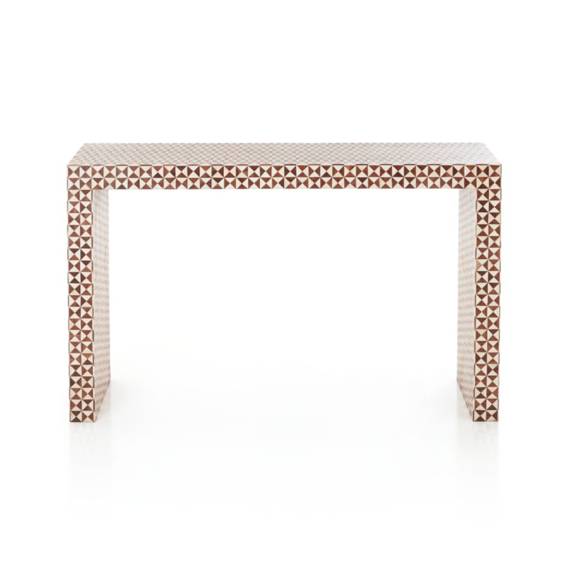 Intarsia 50" Rectangular Mosaic Teak Wood Console Table - image 10 of 15