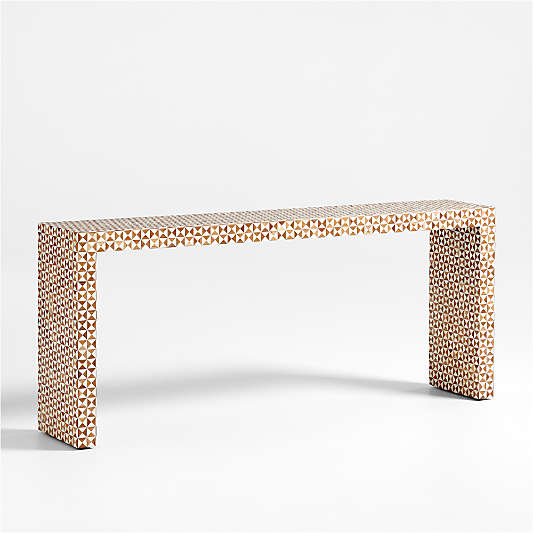 Intarsia 72" Rectangular Mosaic Teak Wood Console Table