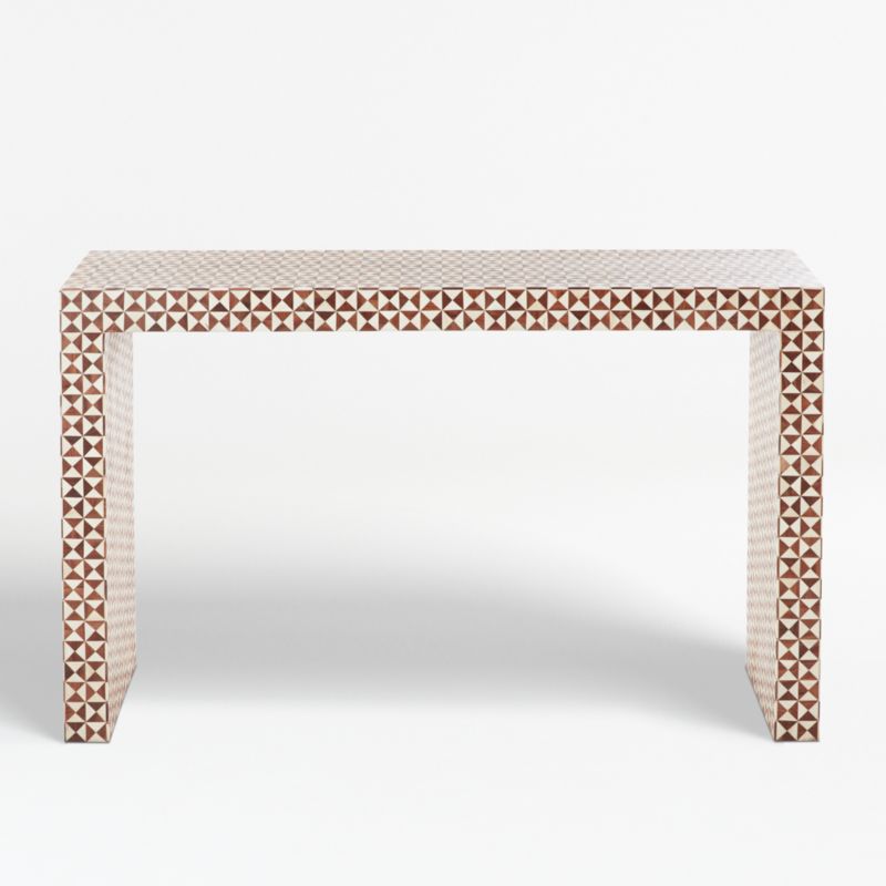 Intarsia 50" Rectangular Mosaic Teak Wood Console Table - image 0 of 15