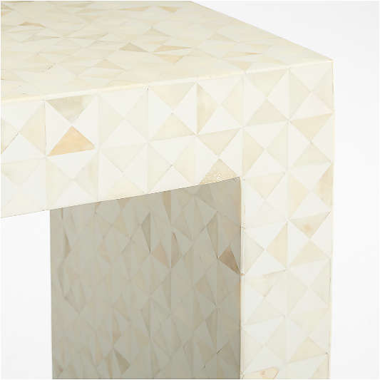 Intarsia Rectangular Off-White Mosaic Resin 72" Console Table