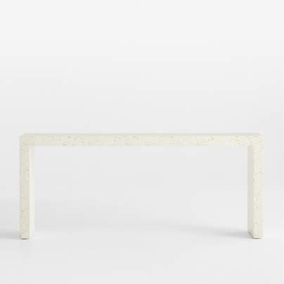 Intarsia Rectangular Off-White Mosaic Resin 72" Console Table