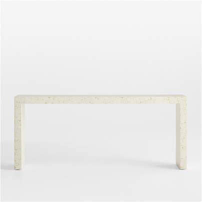 Intarsia Rectangular Off-White Mosaic Resin 72" Console Table