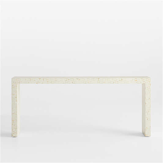 Intarsia Rectangular Off-White Mosaic Resin Console Table (50"-72")