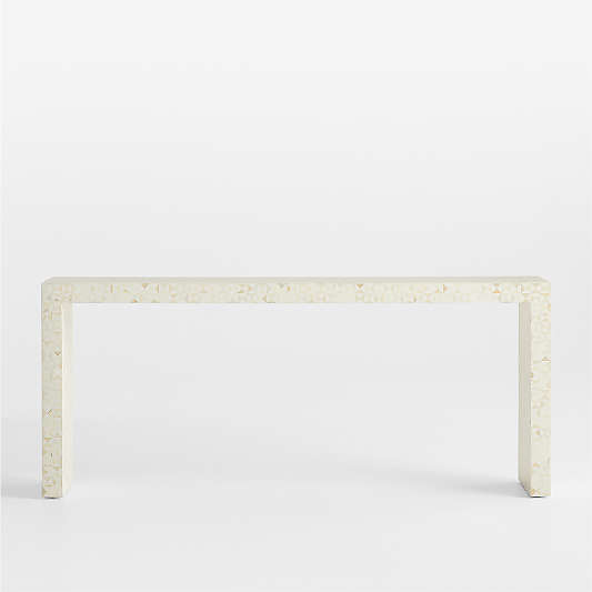 Intarsia Rectangular Off-White Mosaic Resin Console Table (50"-72")