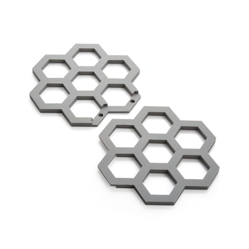 Interlocking Silicone Grey Trivets, Set of 2 - image 3 of 4