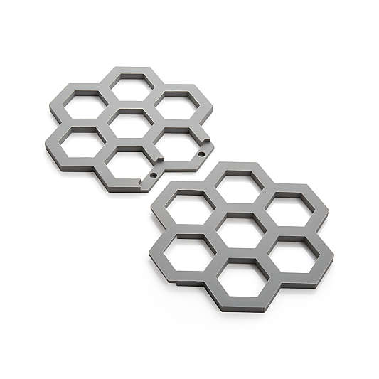 Interlocking Silicone Grey Trivets, Set of 2