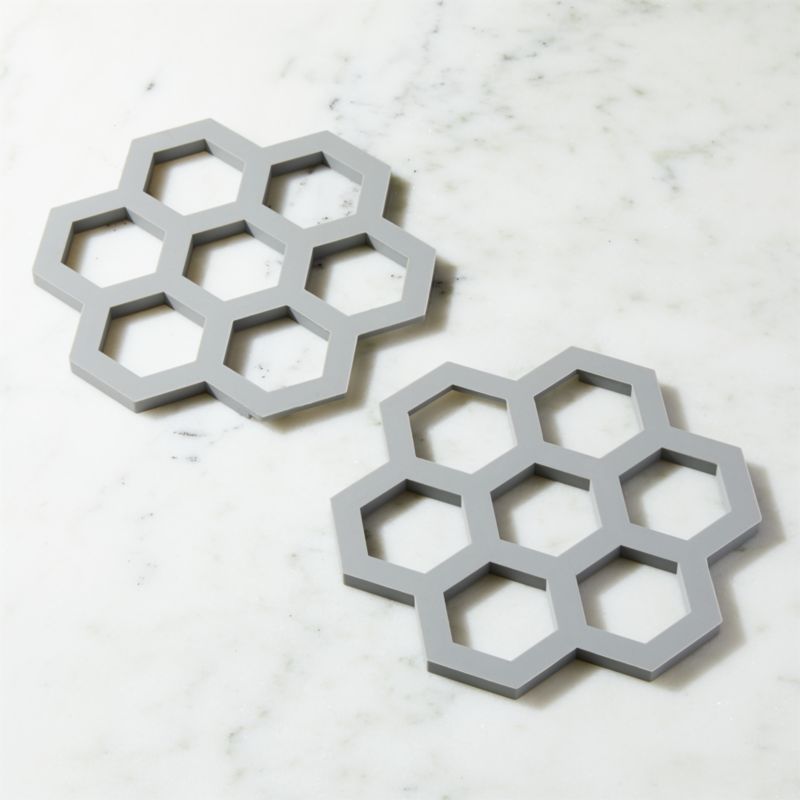 Interlocking Silicone Grey Trivets, Set of 2 - image 0 of 4