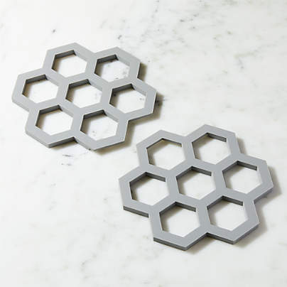 Interlocking Silicone Grey Trivets, Set of 2